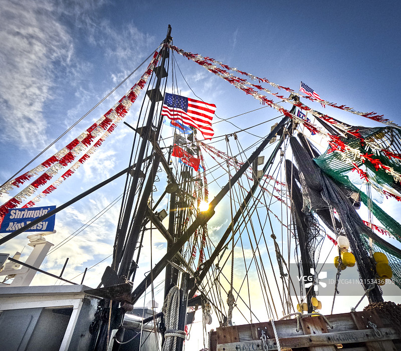 美国佛罗里达州阿米莉亚岛的虾船图片素材