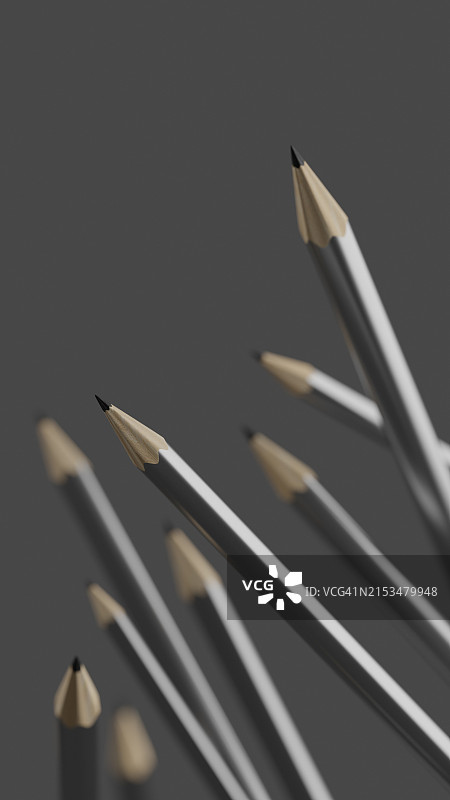 灰色背景上的许多铅笔图片素材