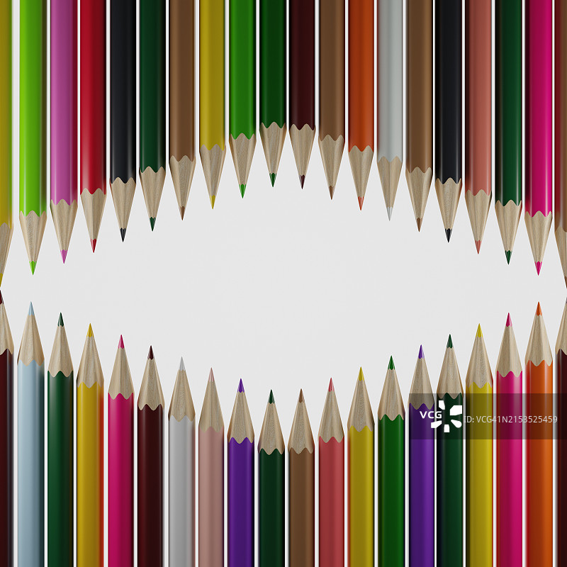 白色背景上的彩色铅笔图片素材