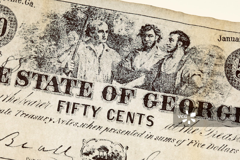 美利坚联盟国伍十分纸币图片素材