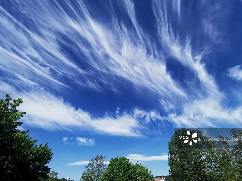深蓝色天空中卷积云的精美图案图片素材