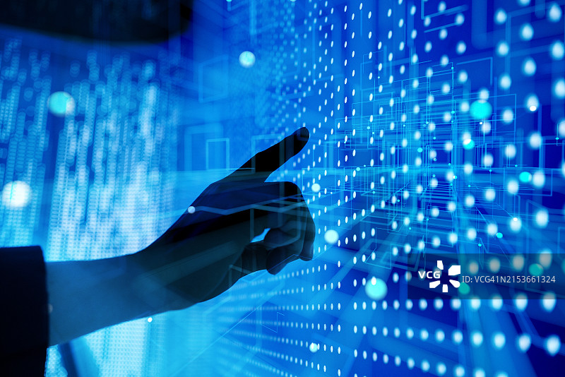 一只手点击大数据图片素材