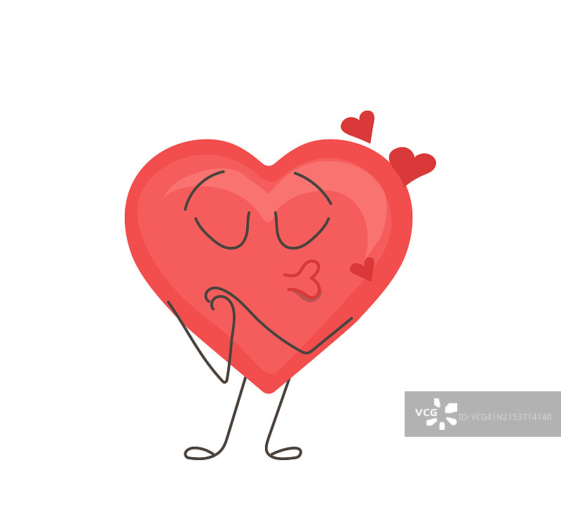 可爱的心形卡通人物表情符号矢量插画图片素材