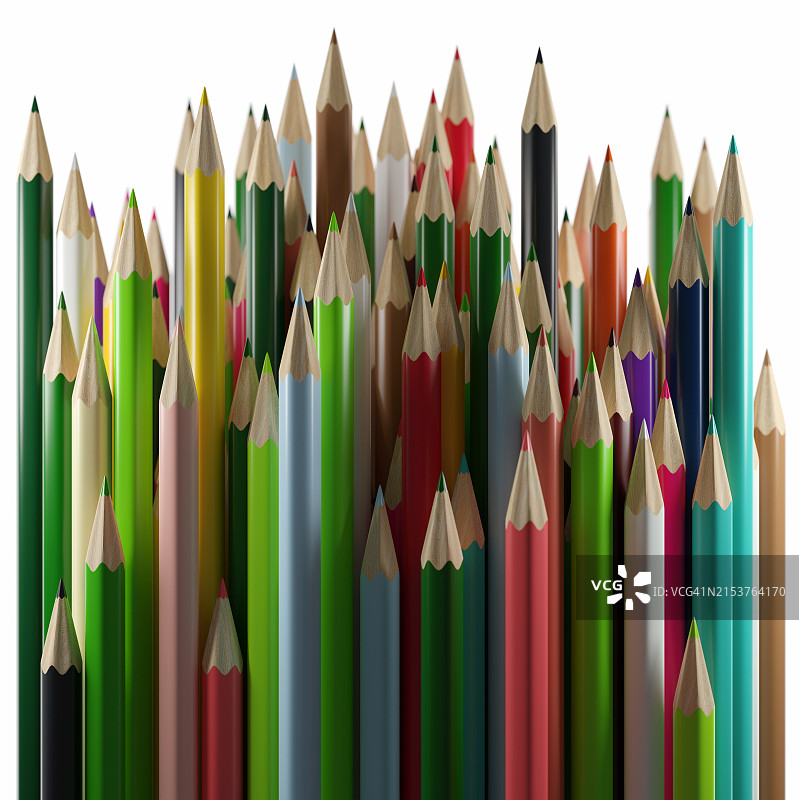 白色背景上的彩色铅笔图片素材