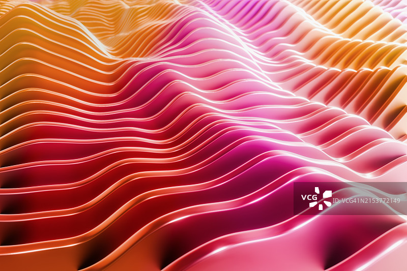 鲜艳的橙色和粉色波浪抽象图案图片素材
