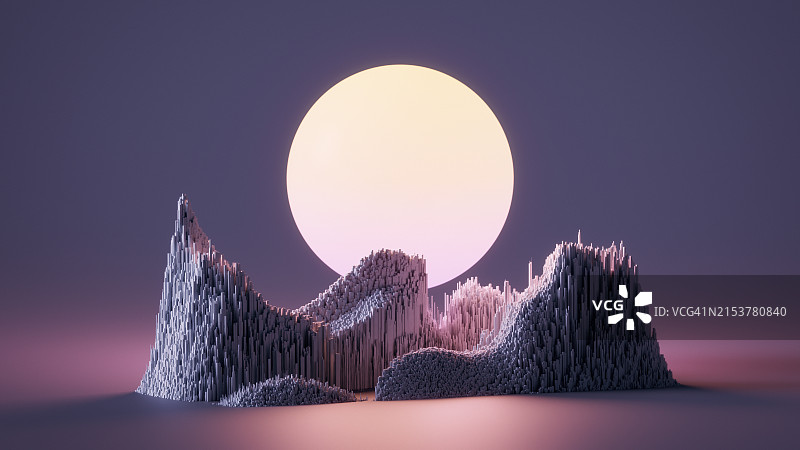 数据切片 - 紫色 - 抽象山脉，数字分析，金融科技图片素材