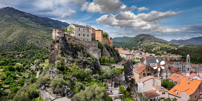 科尔特科西嘉岛旧城区空中全景，法国图片素材