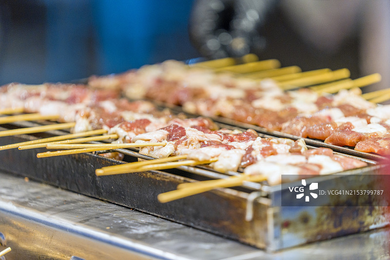 木炭烤猪肉，曼谷街头美食图片素材