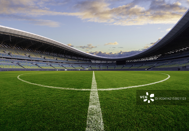 日落时的足球场图片素材