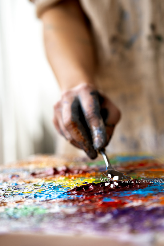 帆布绘画的纹理特写图片素材