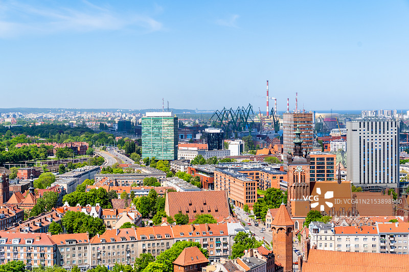 从上方看格但斯克老城图片素材