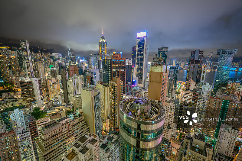 香港湾仔高楼林立的城市天际线鸟瞰图图片素材