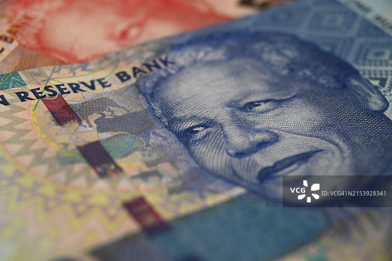 南非货币上的纳尔逊·曼德拉头像图片素材