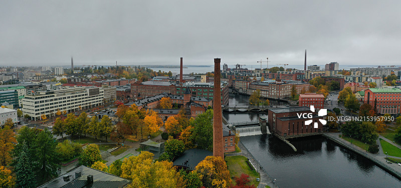 芬兰坦佩雷市秋季鸟瞰图片素材