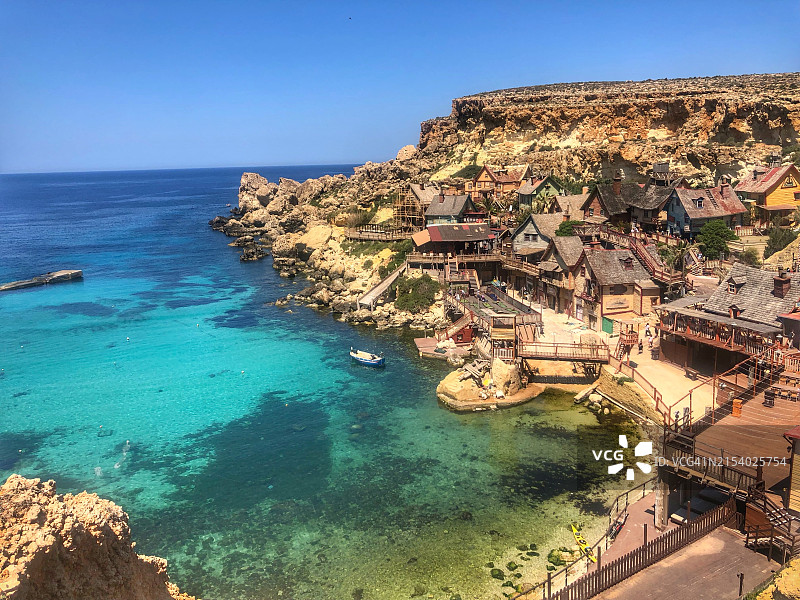 马耳他海滨城镇景观高角度视图图片素材