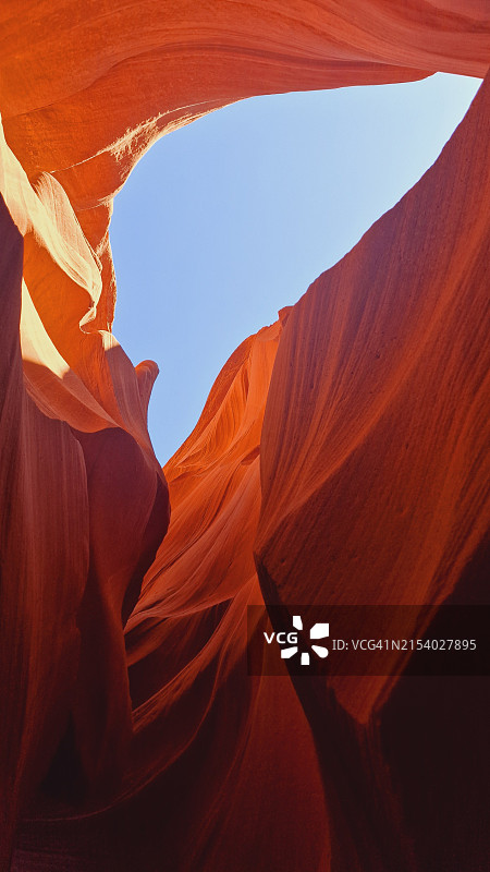 佩吉镇岩层仰视角度景观，亚利桑那州，美国图片素材