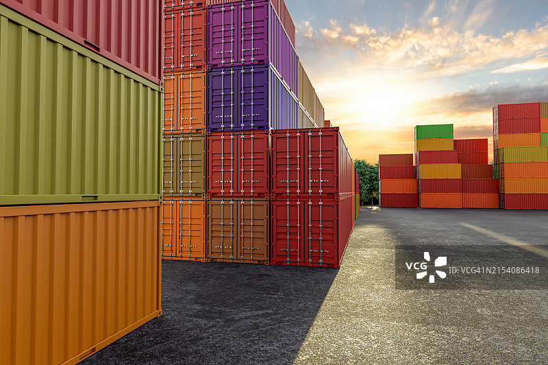 3D渲染：集装箱堆场图片素材