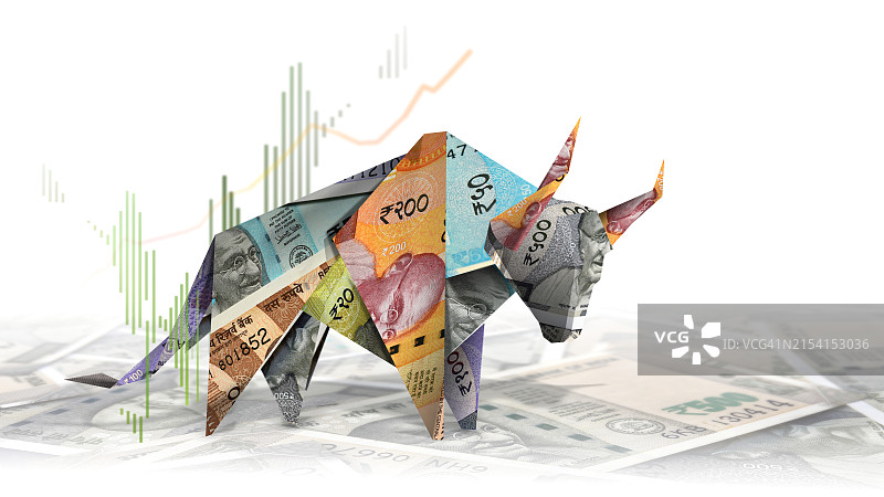 印度卢比股市盈利背景图片素材