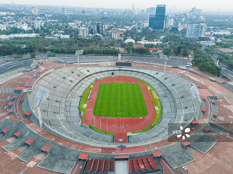 墨西哥城国立自治大学足球场鸟瞰图，墨西哥图片素材