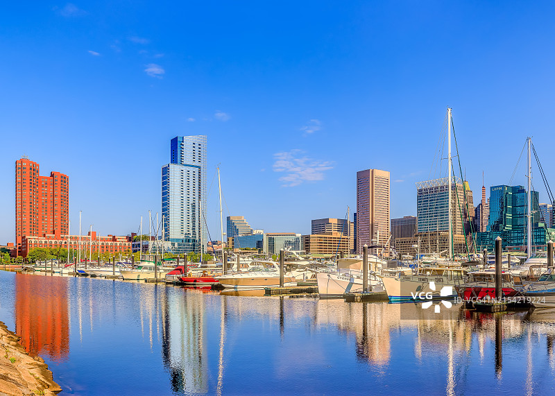 清晨的美国马里兰州巴尔的摩港图片素材