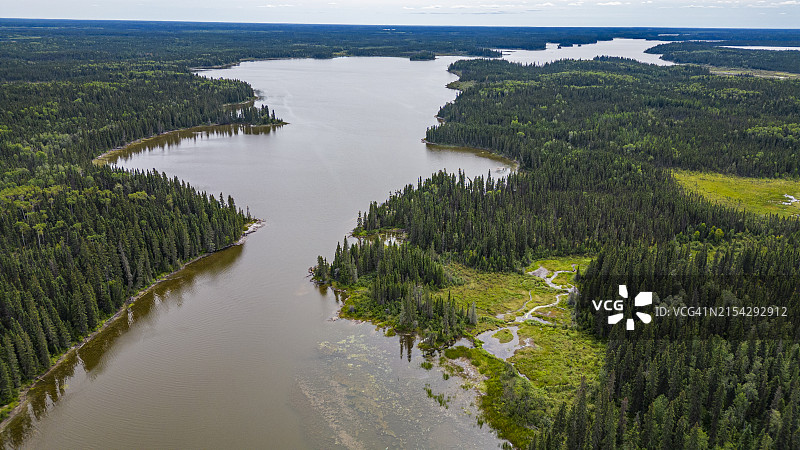 加拿大马尼托巴省汤普森皮索瀑布省立公园皮索河航拍，北美图片素材