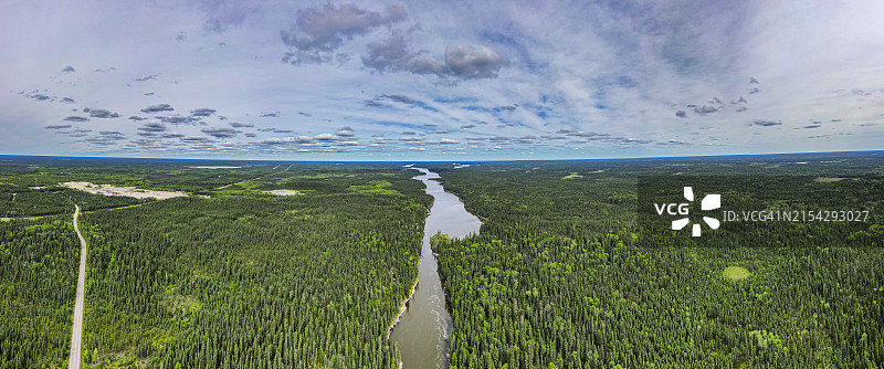 加拿大马尼托巴省汤普森皮索瀑布省立公园皮索河航拍，北美图片素材