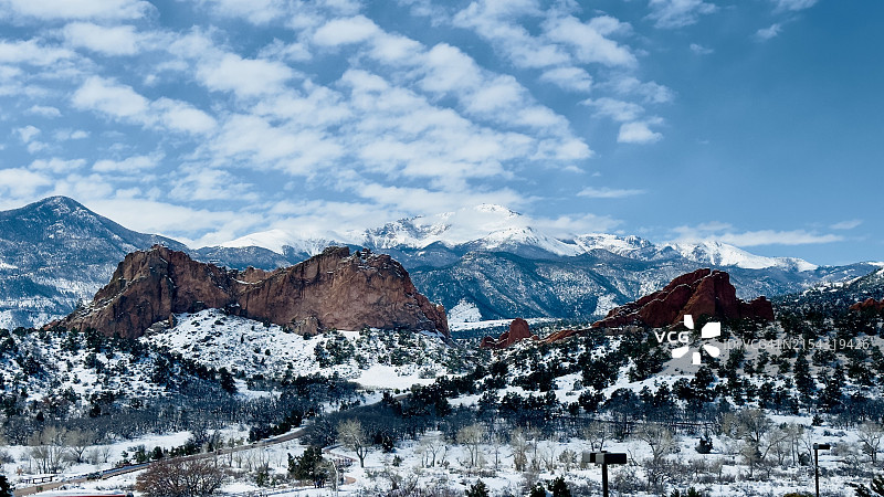 美国科罗拉多斯普林斯雪山风光图片素材