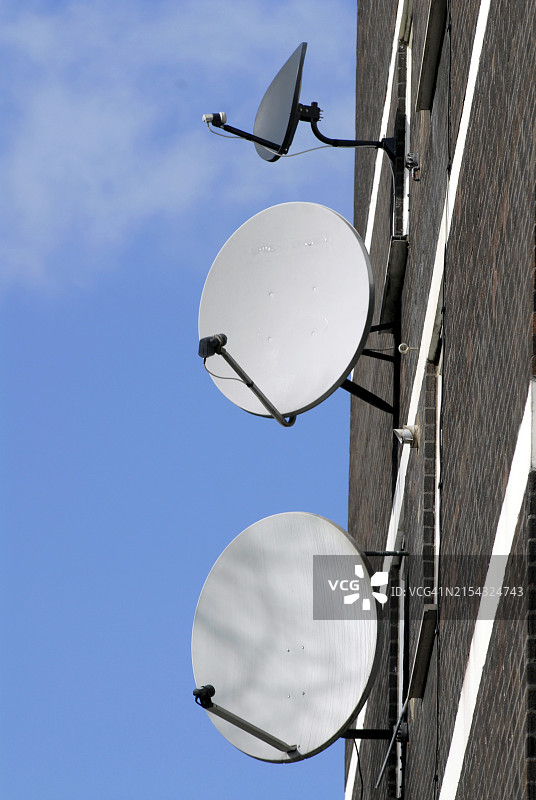 英国伦敦奥林匹克公园附近住宅区的卫星天线图片素材