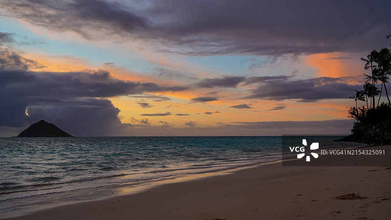 美国夏威夷凯卢阿日落时分的海景图片素材