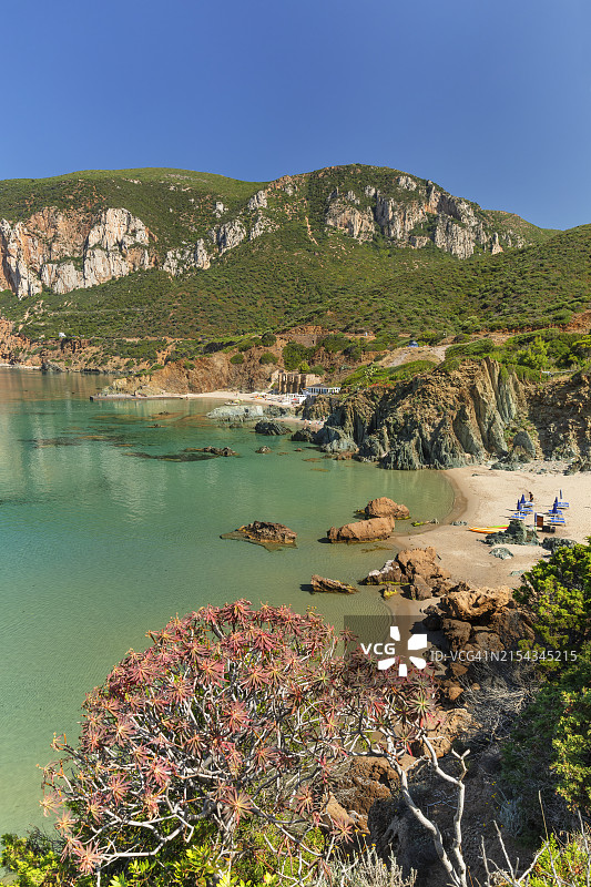 马苏阿海滩，糖面包山，内比达，伊格莱西恩特，撒丁岛南部地区，意大利，地中海，欧洲图片素材