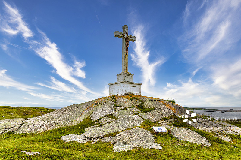 圣皮埃尔和密克隆群岛上的古老基督教十字架图片素材