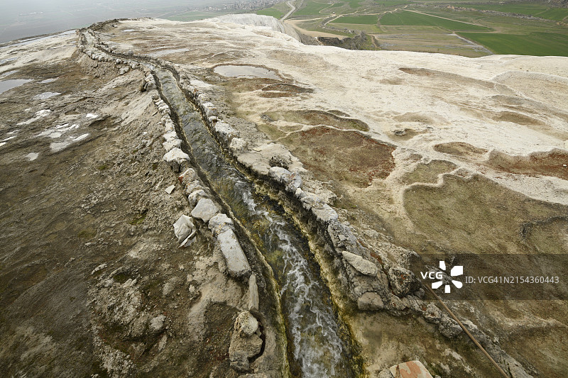 棉花堡石灰华池和梯田，联合国教科文组织世界遗产，土耳其安纳托利亚，小亚细亚，亚洲图片素材