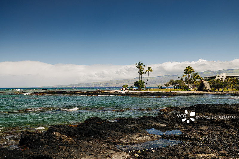 夏威夷大岛海边的传统夏威夷小屋图片素材