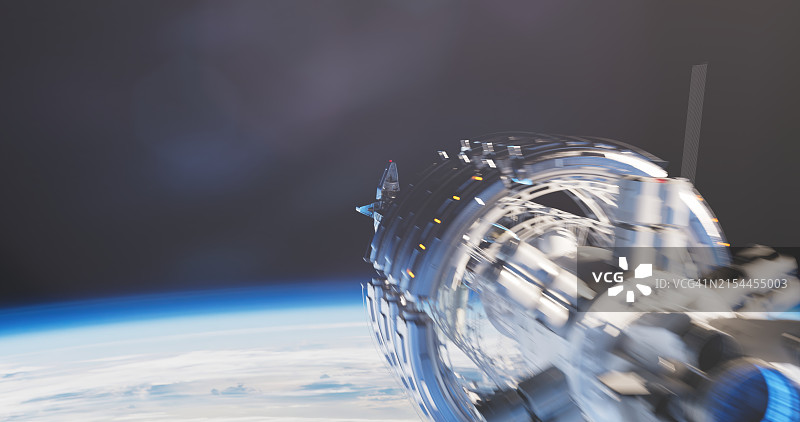 空间站围绕地球运行图片素材