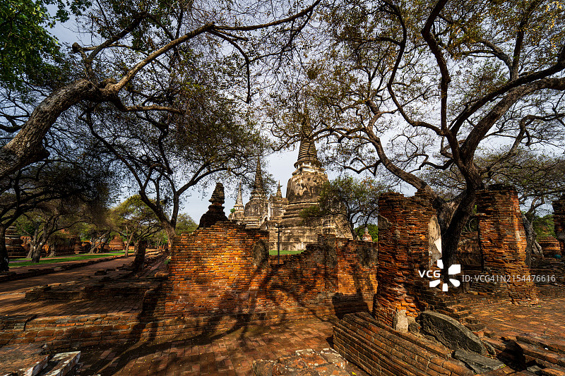 泰国阿瑜陀耶佛寺宝塔旅游景点：阿瑜陀耶的宗教历史古迹图片素材