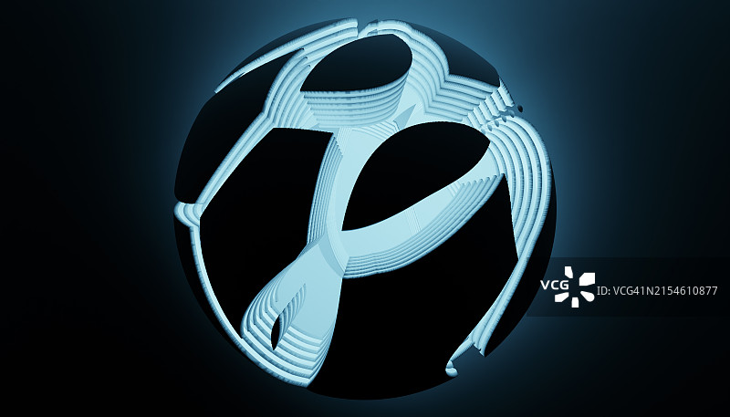 蓝色螺旋悬浮球体三维渲染图图片素材