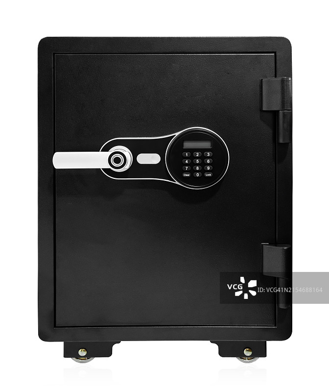 白色背景上的银行保险箱，带剪切路径图片素材