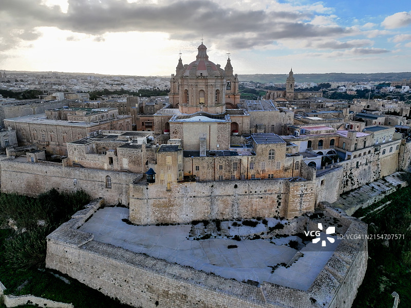 马耳他姆迪纳城市鸟瞰图片素材
