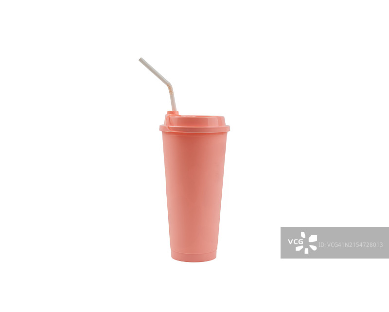 带吸管的粉色杯子图片素材