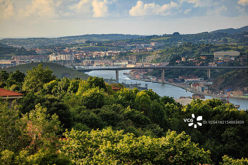 毕尔巴鄂内尔维翁河上的阿朗特吉桥图片素材
