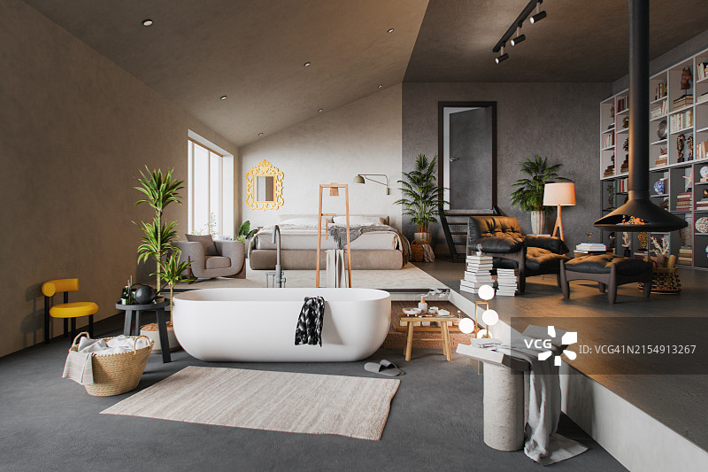 现代开放式阁楼公寓图片素材