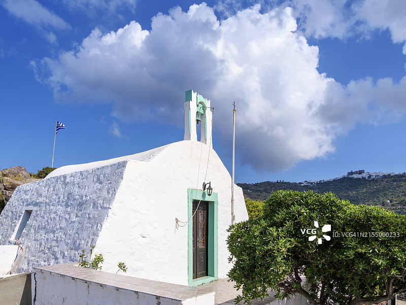 帕特莫斯岛斯卡拉的阿基亚帕拉斯凯维教堂图片素材