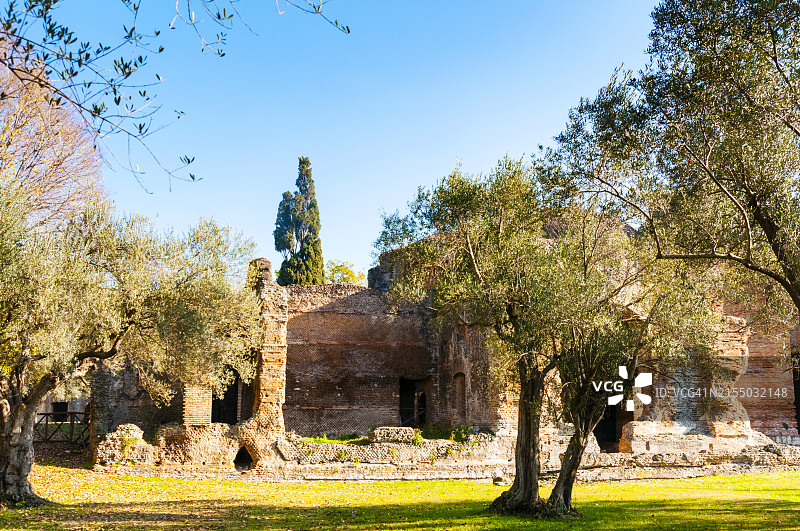 哈德良别墅小型浴池，联合国教科文组织世界遗产，蒂沃利，罗马省，拉齐奥，意大利，欧洲图片素材