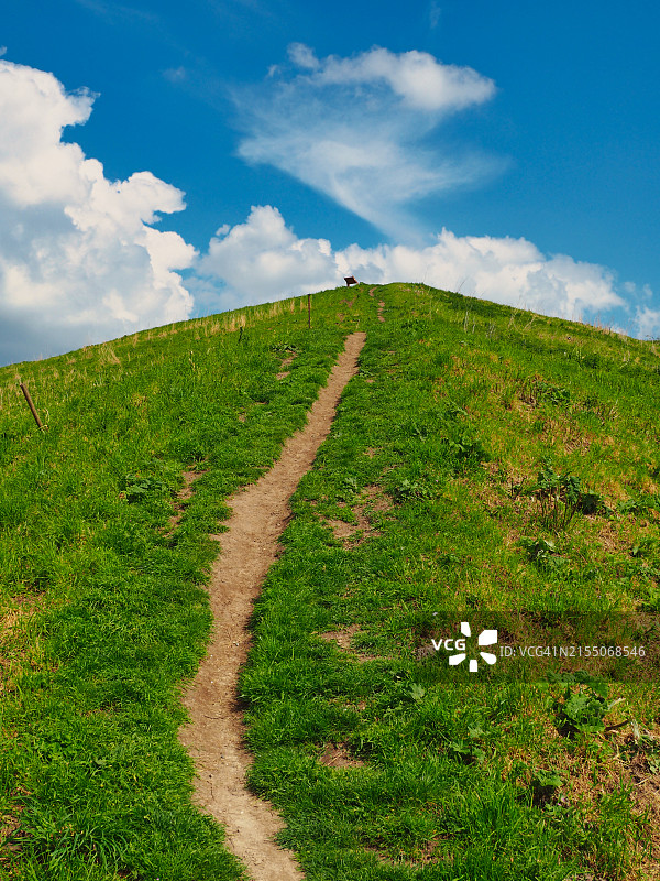 天空衬托下的田野风景图片素材