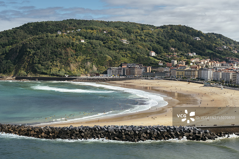 苏里奥拉海滩，西班牙圣塞巴斯蒂安图片素材