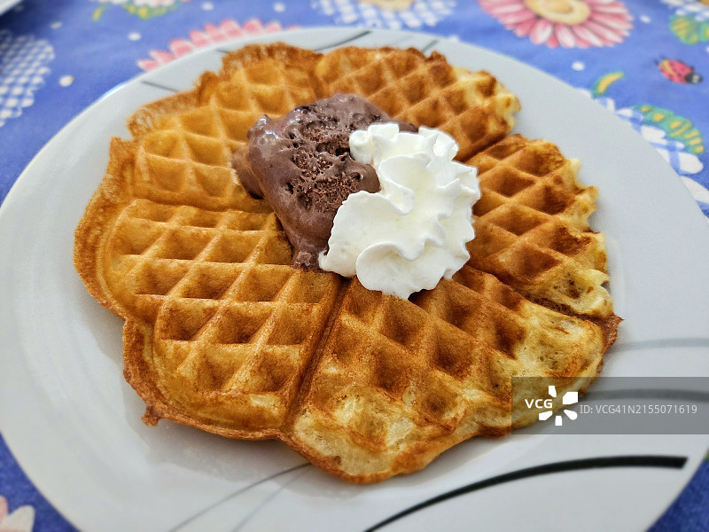 盘中华夫饼特写图片素材