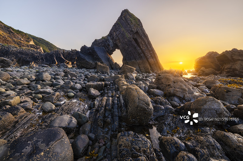 英国德文郡芒斯米尔的日落时分图片素材