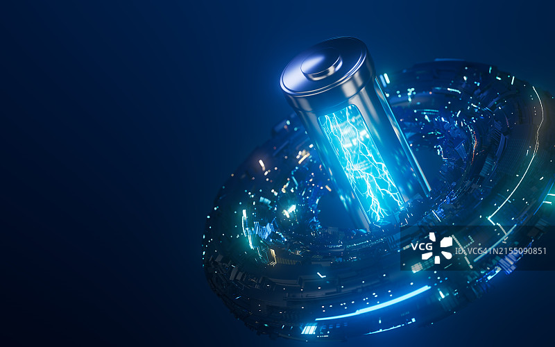 用于电动汽车的固态电池锂电池，汽车工业的固态电解质储能新型研发电池，阴极图片素材