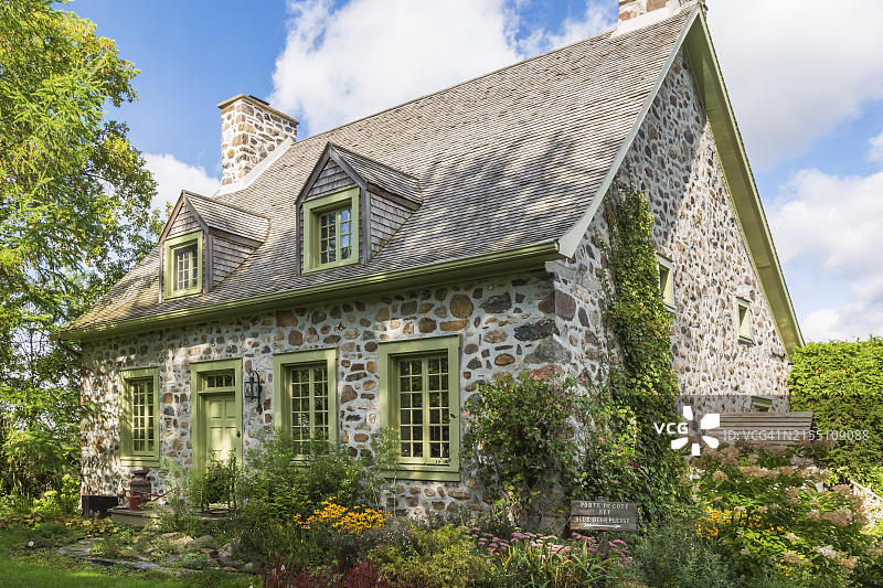 加拿大魁北克1735年石屋外墙图片素材