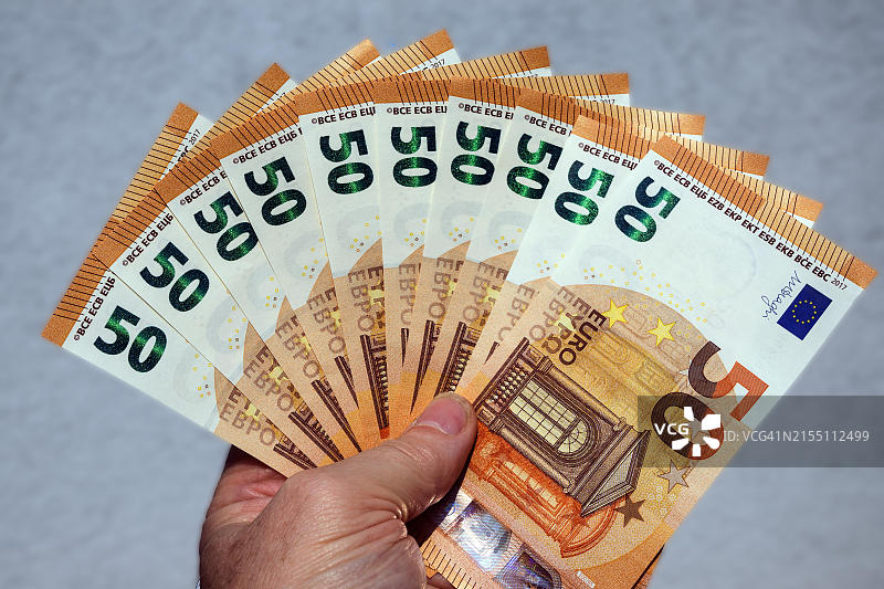 钞票，50欧元纸币，扇形展开，德国，欧洲图片素材